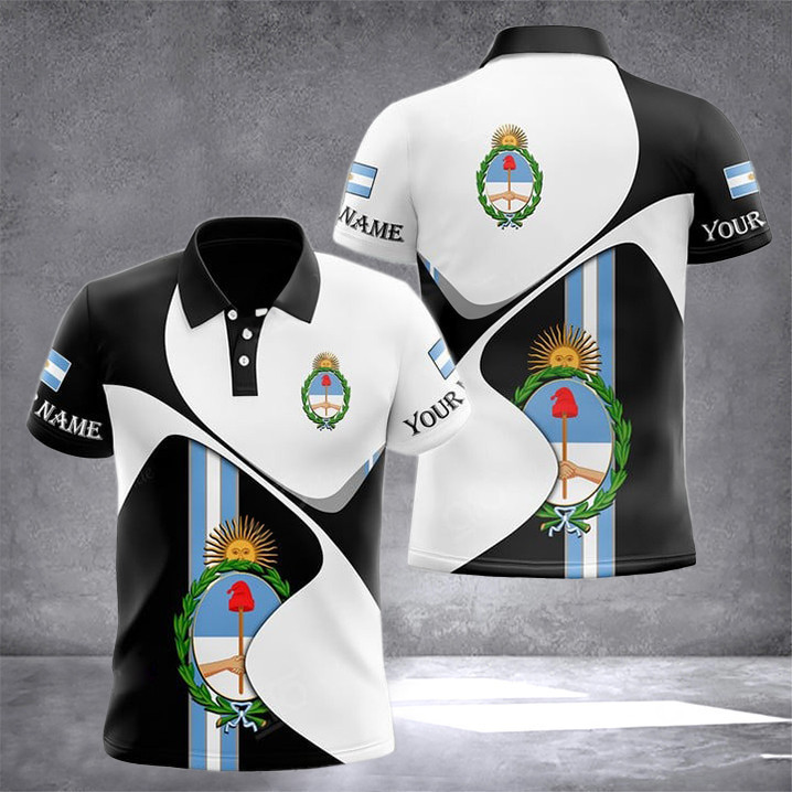 Custom Argentina Coat Of Arms Polo Shirt For Mens Argentinian Clothing