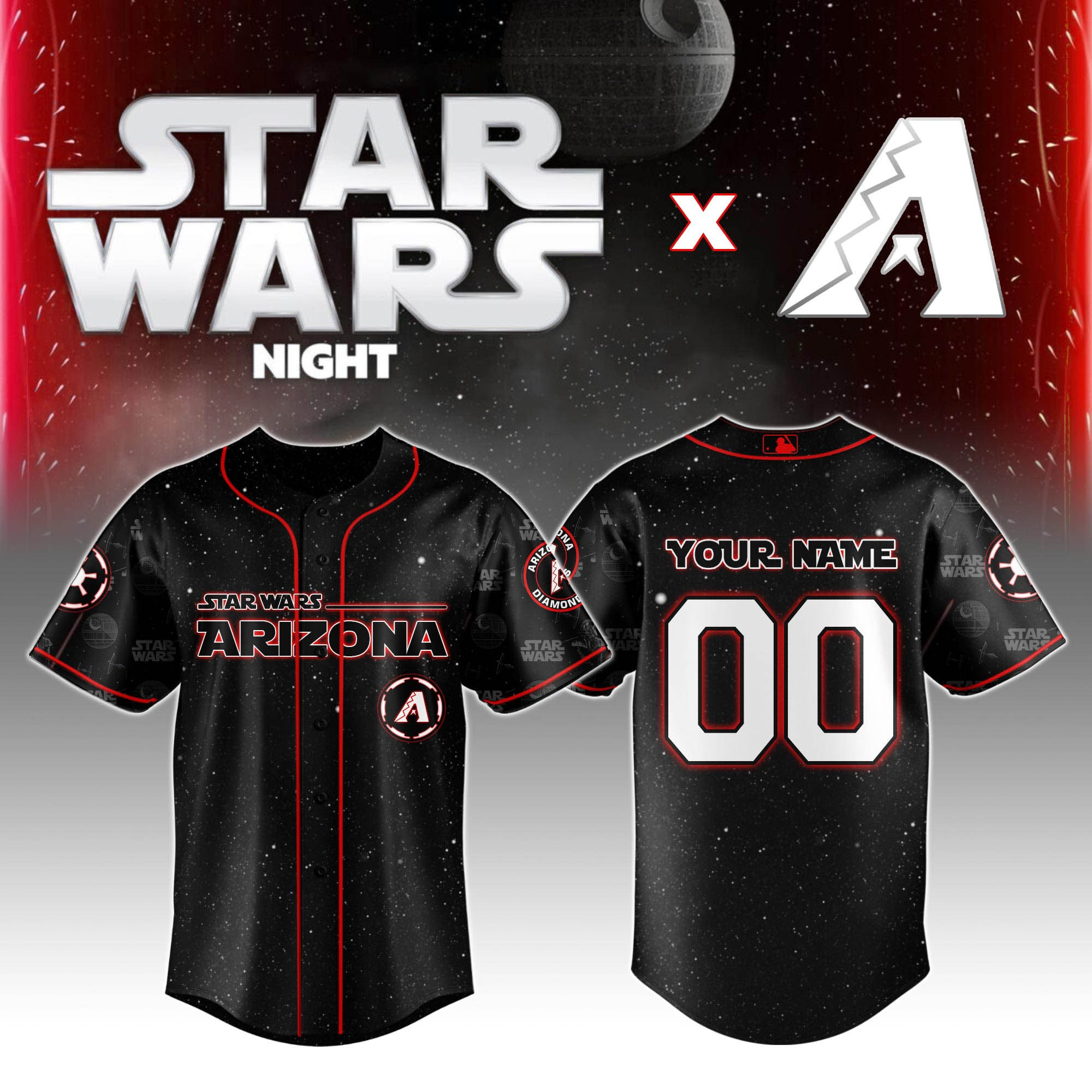 Custom Arizona Diamondbacks MLB x Star Wars Night Jersey 2025 Cool Baseball Gifts