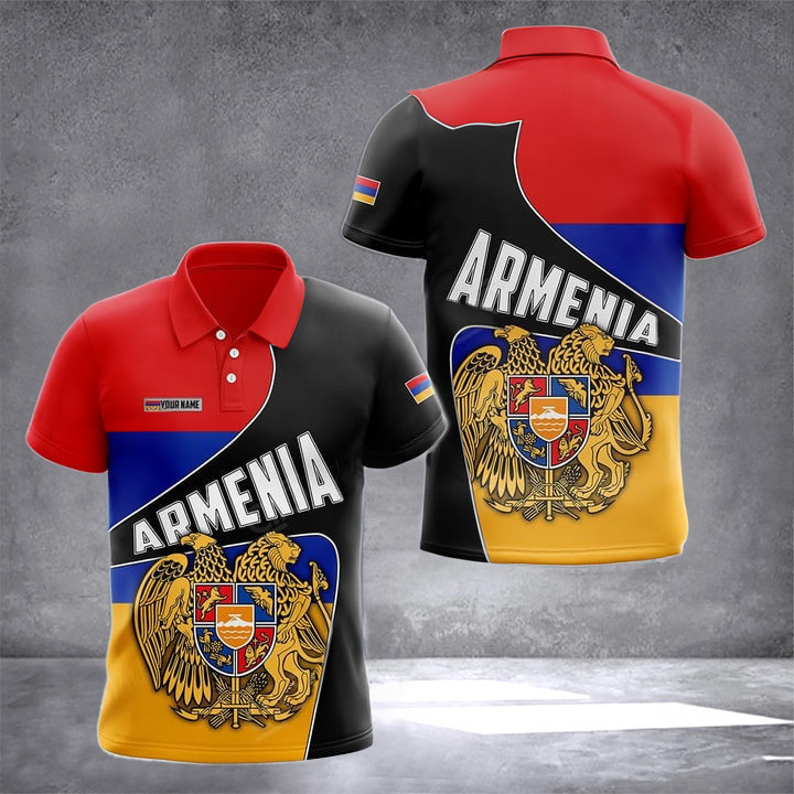 Custom Armenia Coat Of Arms Flag Polo Shirt Armenian Fashion Gifts For Armenians