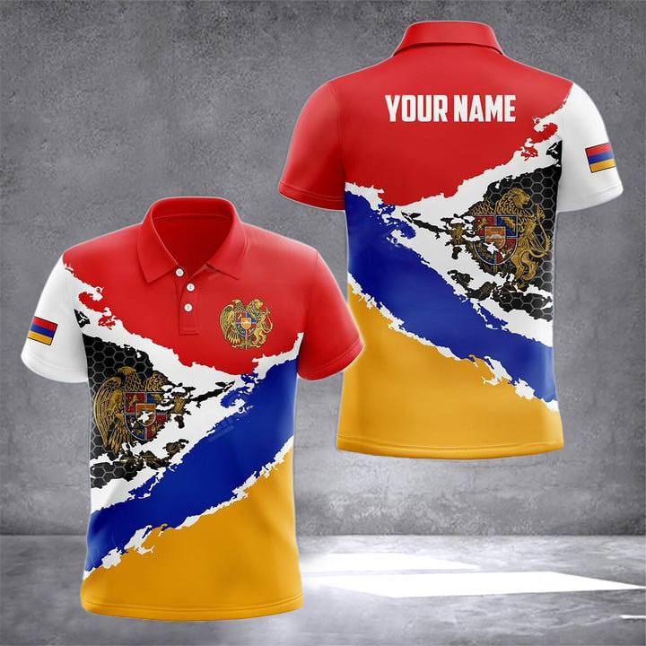 Custom Armenia Coat Of Arms Flag Polo Shirt Patriotic Armenian Outfits Gifts For Armenians