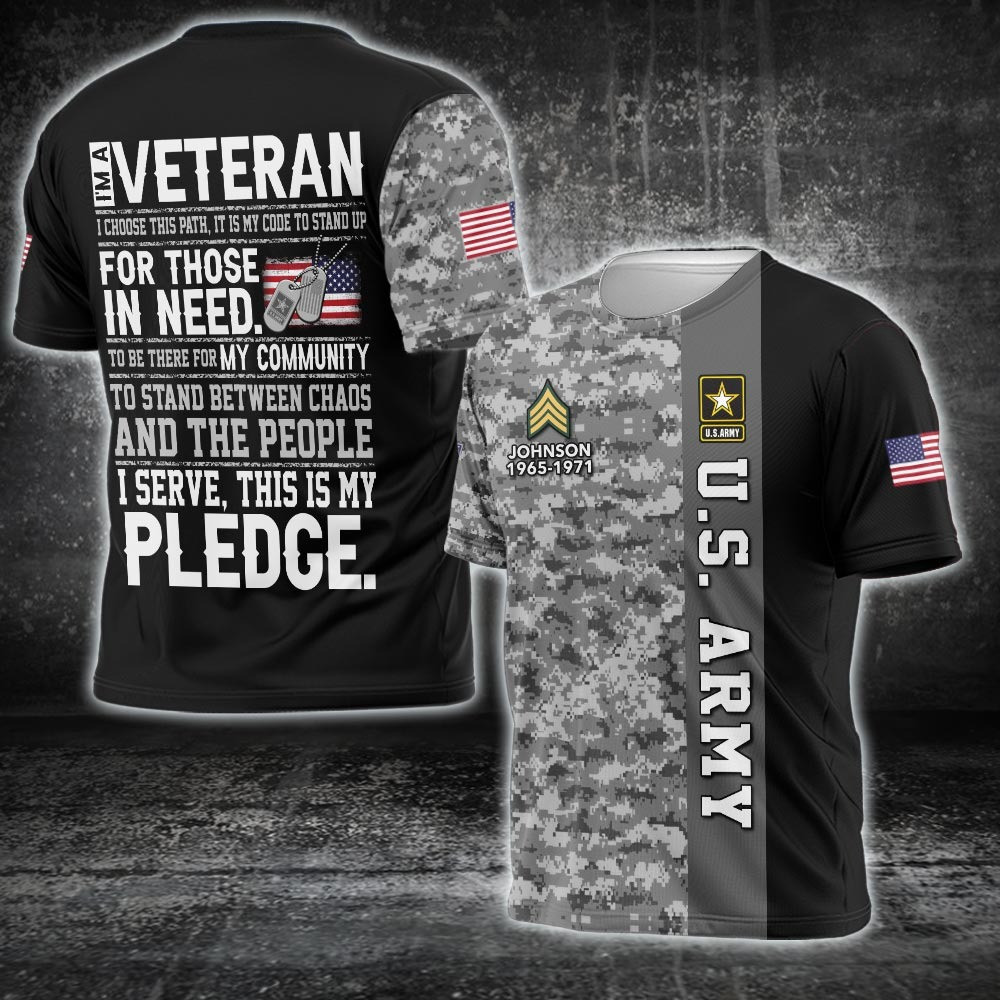 Custom Army Veteran Camo Shirt I Serve This Is My Pledge Veterans Day Gifts For Army Vets