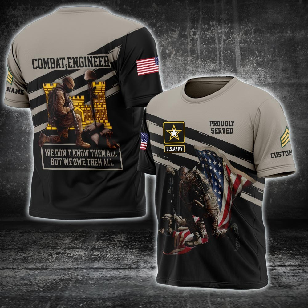 Custom Army Veteran Shirt Proud Served Combat Engineer Memorial Day Gifts For Army Vets