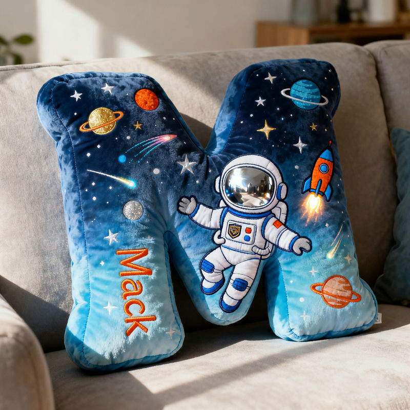 Custom Astronaut Initial Name Pillow 3D Letter Pillow Design Christmas Gifts For My Son