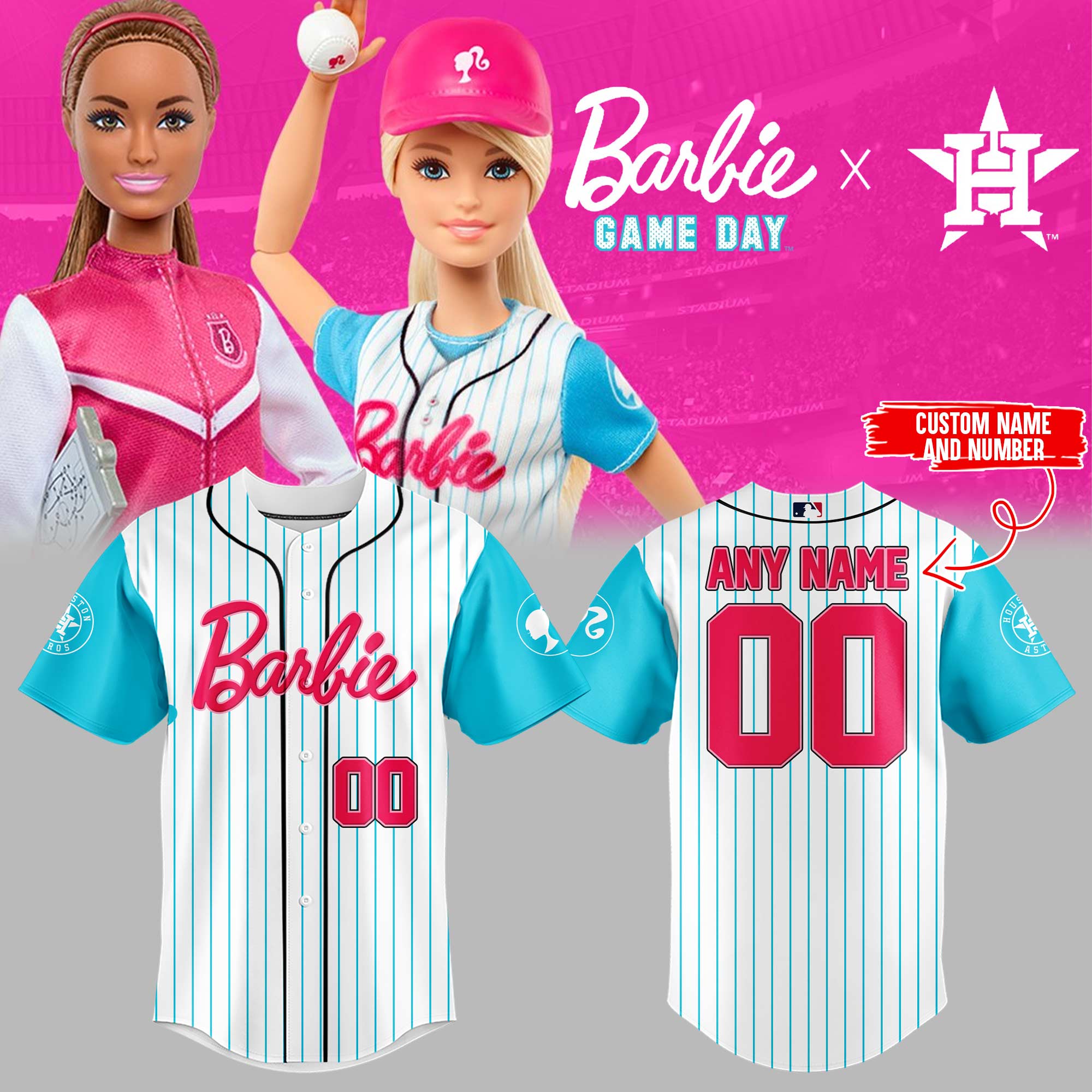 Custom Astros Baseball Astros X Barbies 2025 Custom Jersey Baseball Father'S Day Gifts