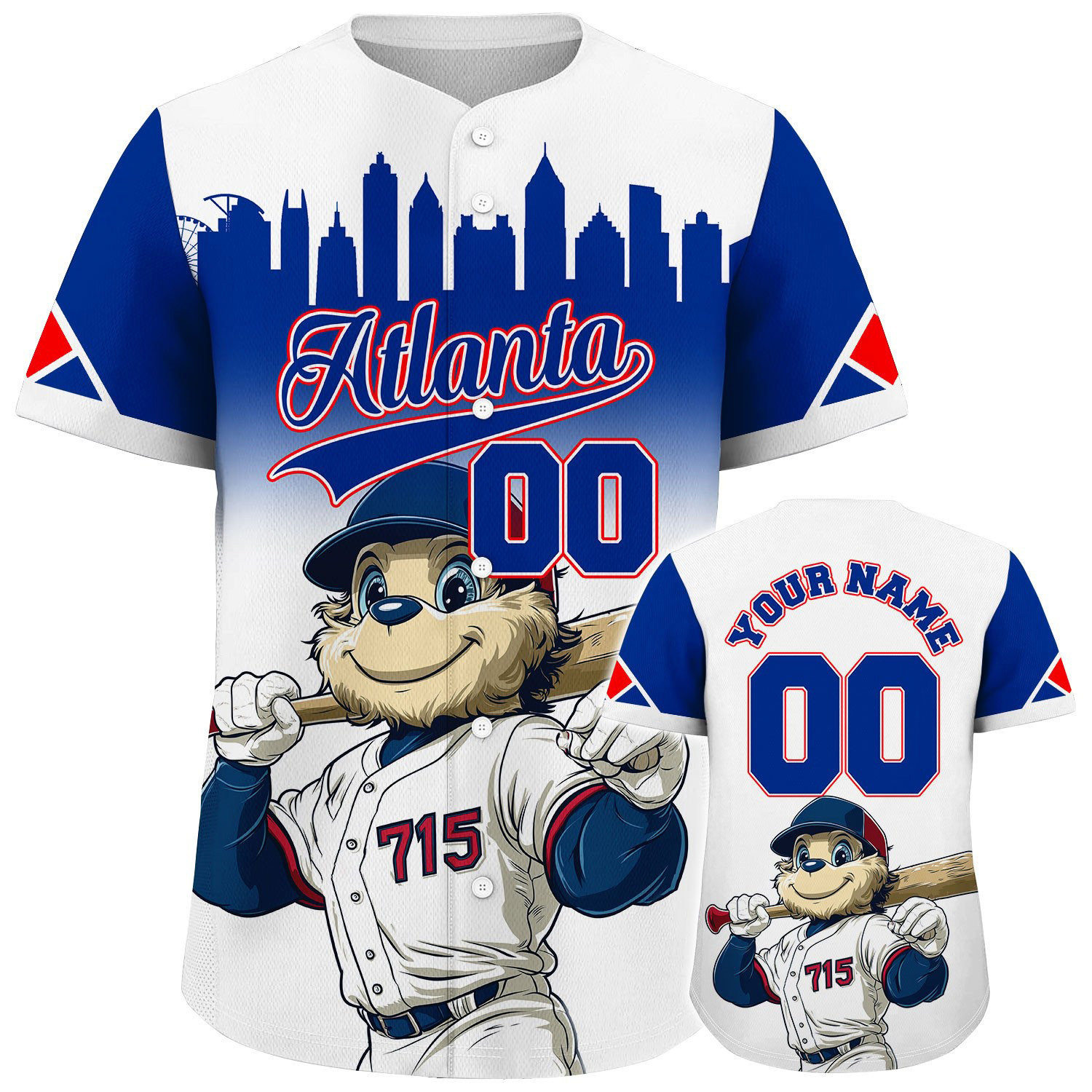 Custom Atalanta Baseball Cartoon Mascot Player Baseball Jerseys Gifts For Husband