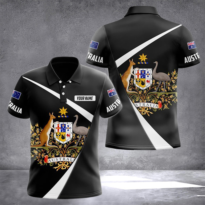 Custom Australia Black Form Polo Shirt For Men's Australia Clothing Gifts For Australian