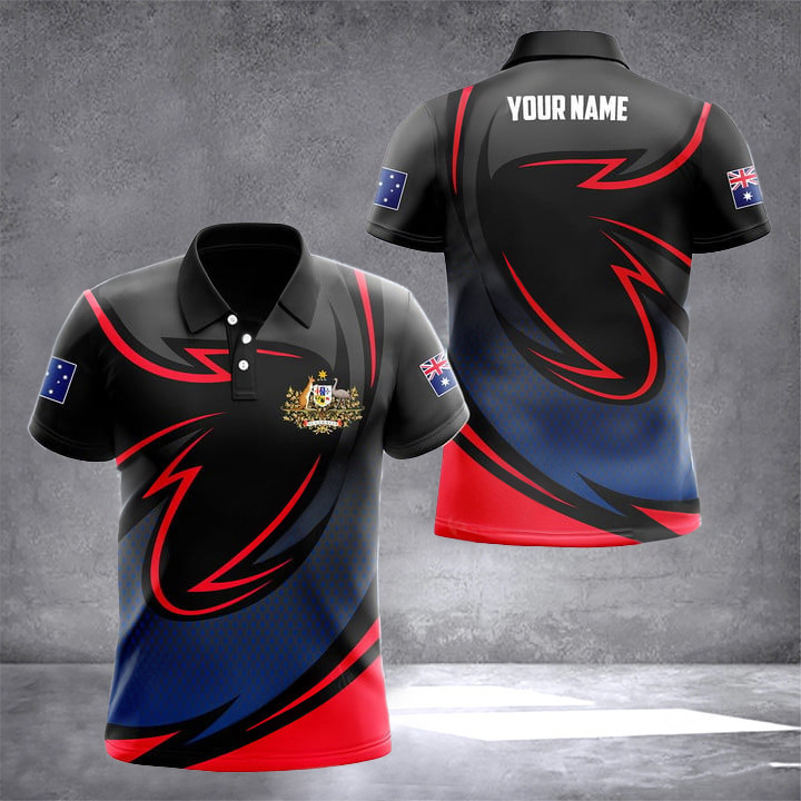 Custom Australia Coat Of Arms Neon Style Polo Shirt Australian Clothing Websites