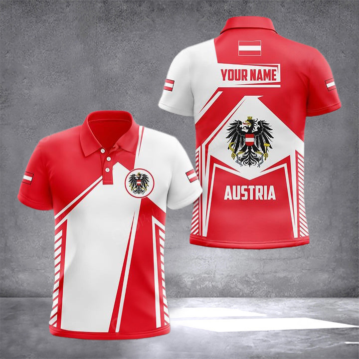 Custom Austria Coat Of Arms Flag Polo Shirt Patriotic Austrian Clothing Gifts For Austrian
