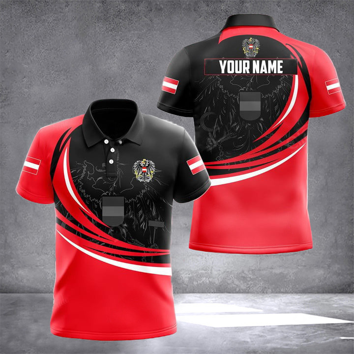 Custom Austria Coat Of Arms Whirlpool Design Polo Shirt Austrian Men's Clothing
