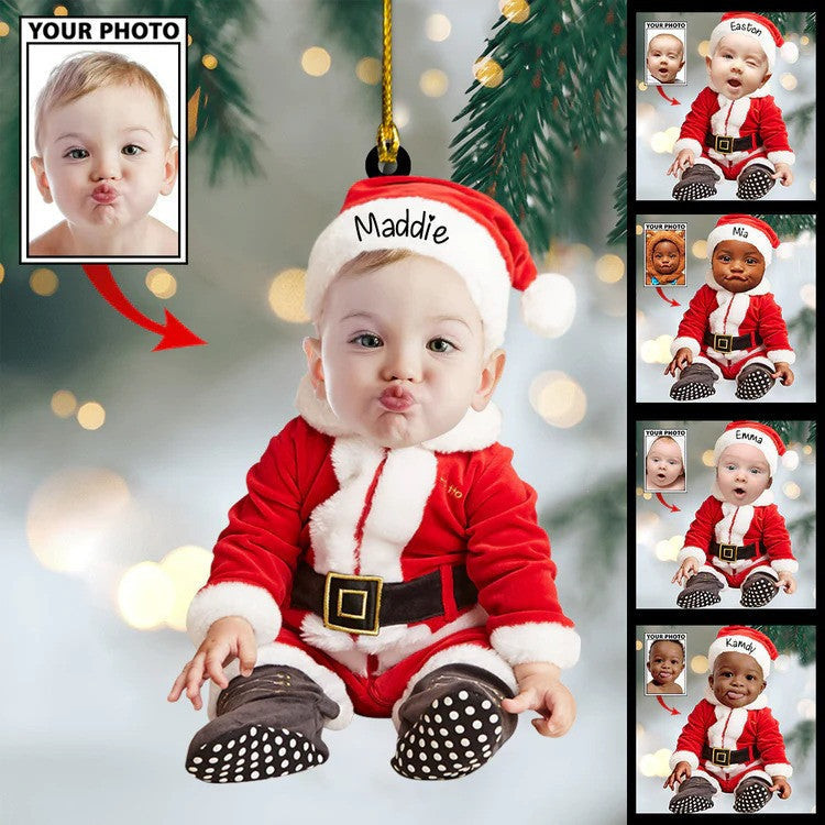 Custom Baby Face Photo First Christmas New Baby Ornament for Tree Decor Gift for Baby