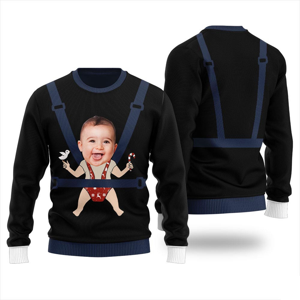 Custom Baby Faces Ugly Christmas Sweater Funny Holiday Sweater