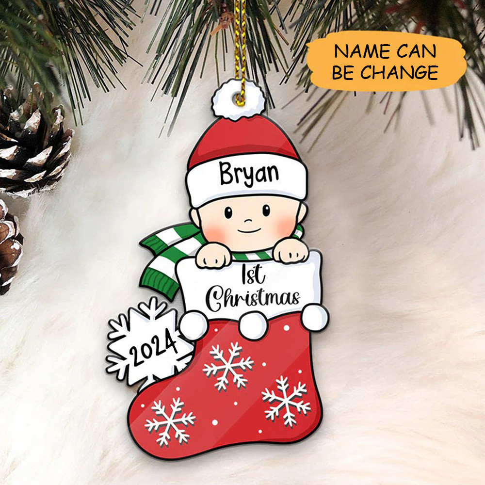 Custom Baby's First Stocking Ornament Xmas Tree Decor Gift For Baby