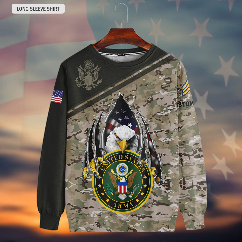 Custom Bald Eagle US Army Camo Sweatshirt Army Sweatshirt Veterans Gift Ideas