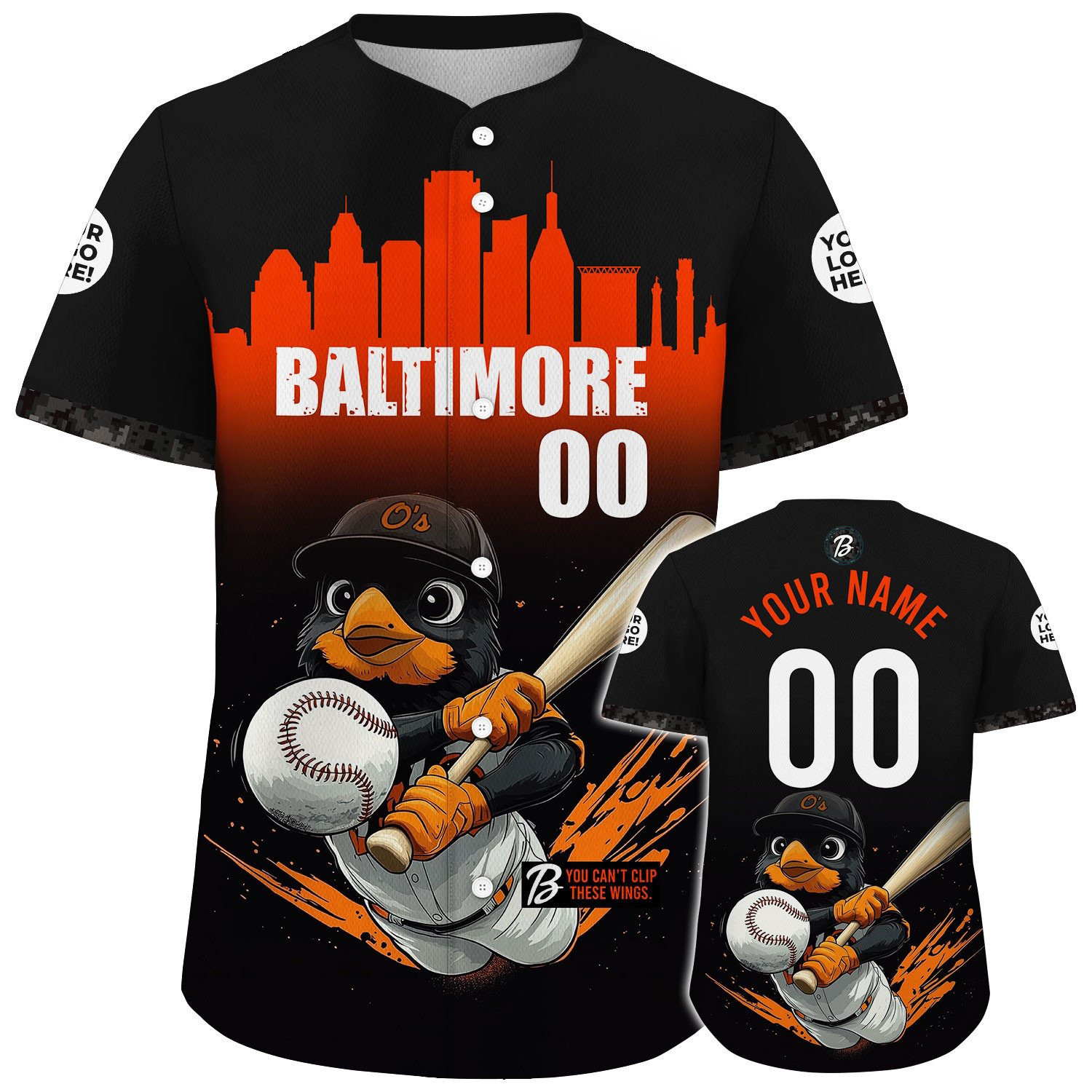 Custom Baltimore Mascot Oriole Playing Baseball Jerseys Best Gifts For Baseball Fans