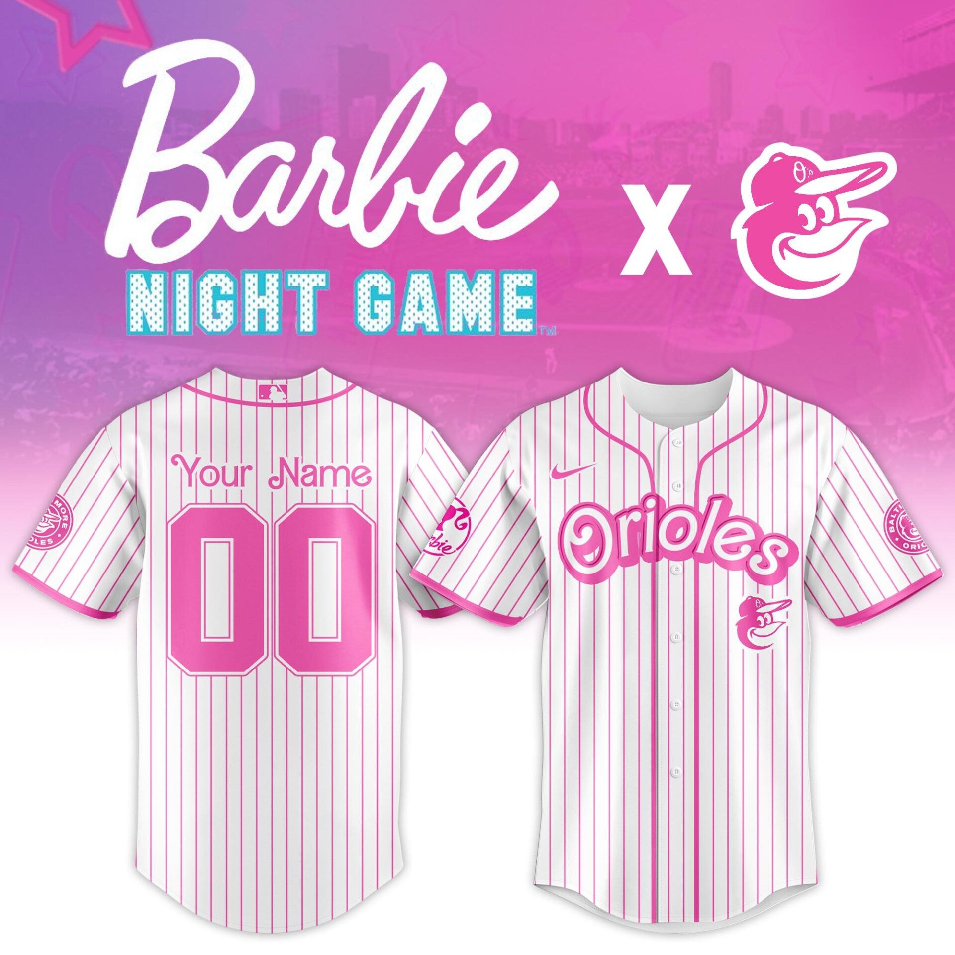 Custom Baltimore Orioles Baseball Barbie Night Custom Jersey Gift For Baseball Lover