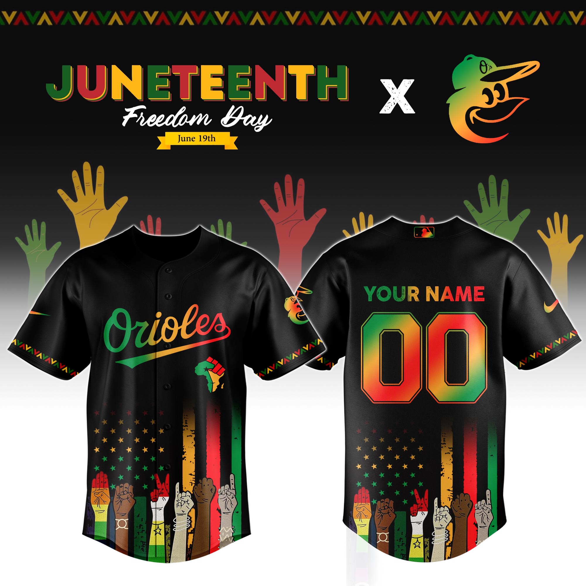 Custom Baltimore Orioles x Juneteenth Jersey 2025 Baseball Gifts Ideas