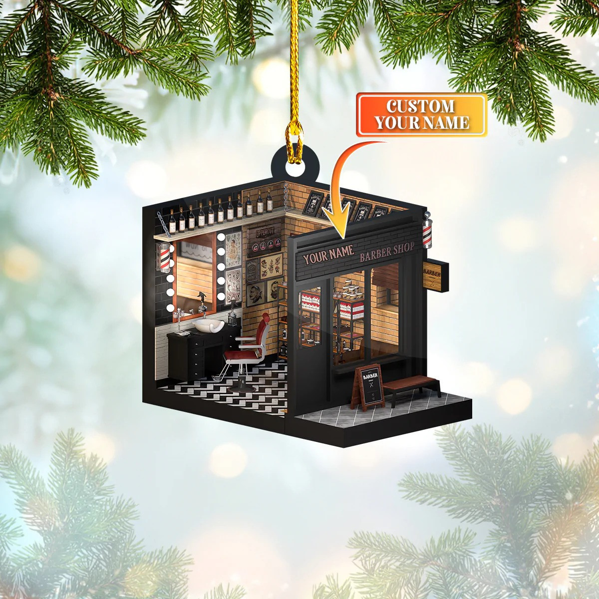 Custom Barber Ornament 2024 Barber Shop Christmas Ornaments Gifts