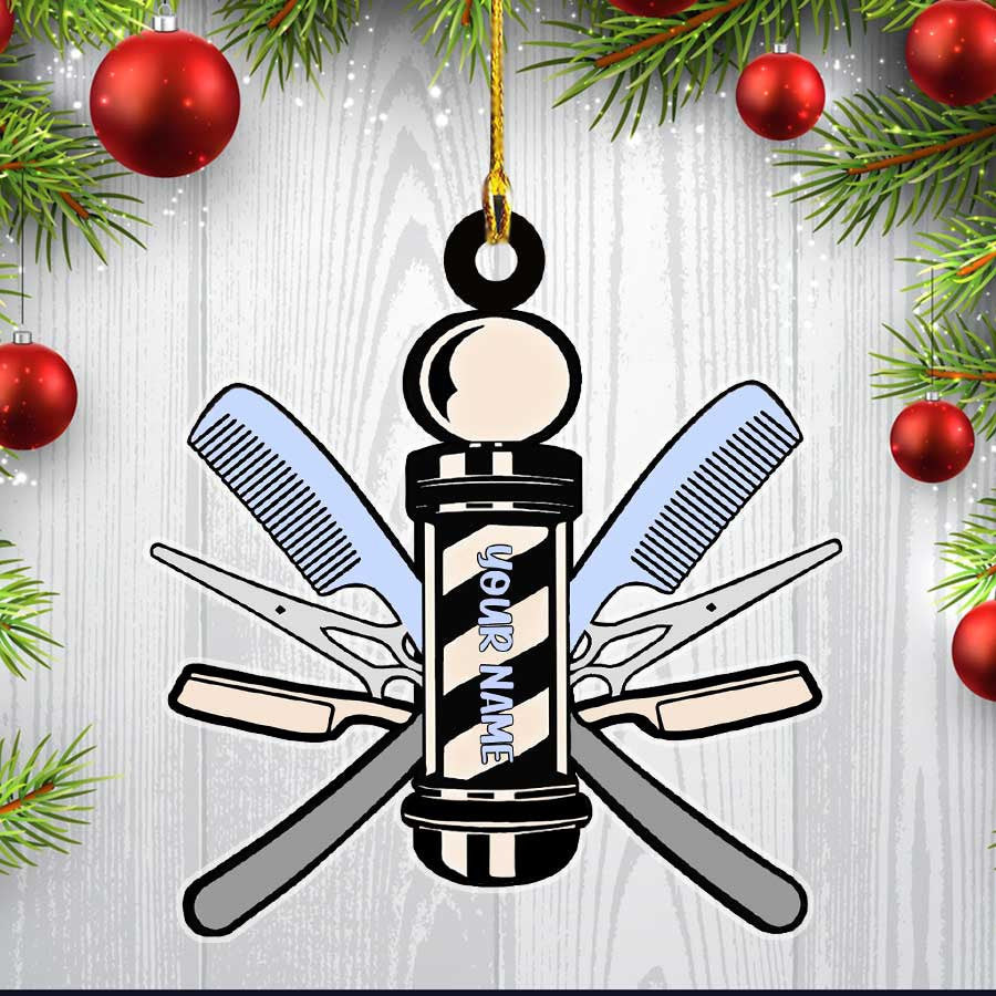 Custom Barber Tool Acrylic Ornament Christmas Gift for Him