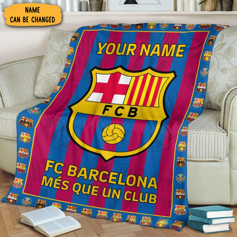 Custom Barcelona FC Mes Que Un Club Blanket Gift Ideas For Football Lovers