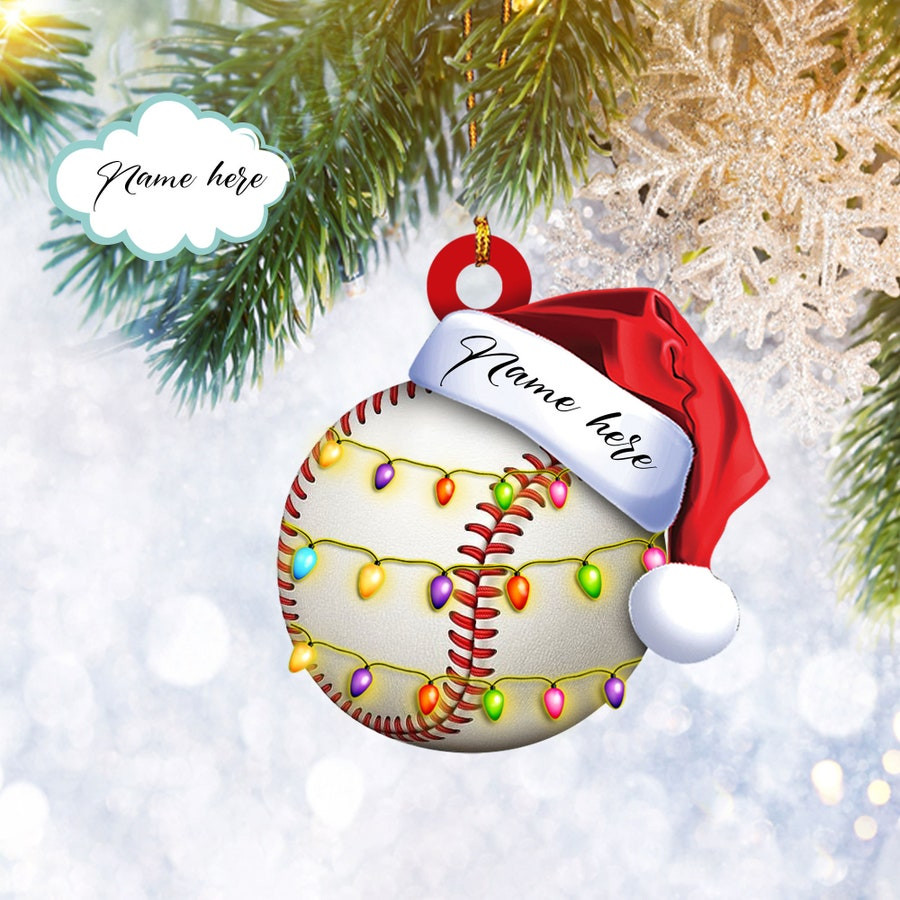 Custom Baseball Ball Flat 2D Christmas Acrylic Ornament Christmas Tree Ornament Home Decor Ornament