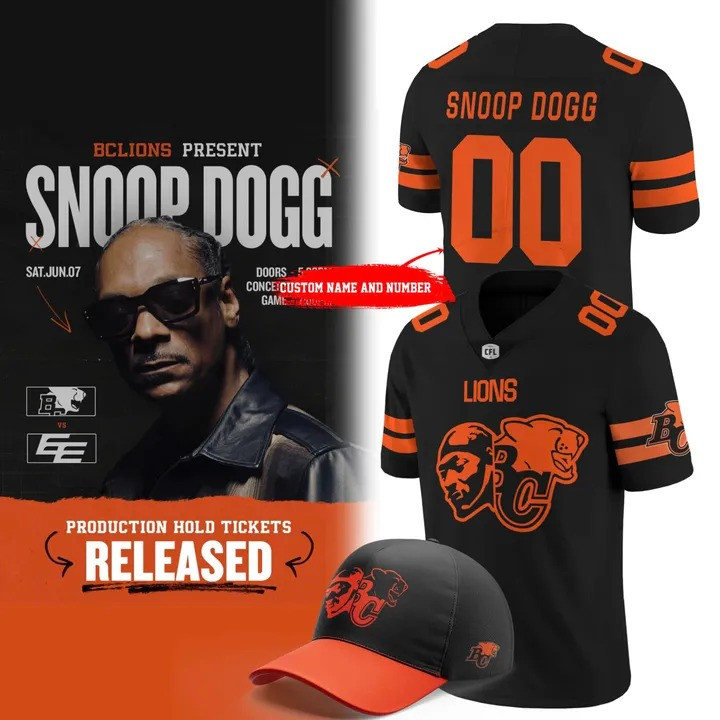 Custom BC LIONS x 2025 Snoop Dogg Concert Football Jersey Merch Best Gifts For Fans