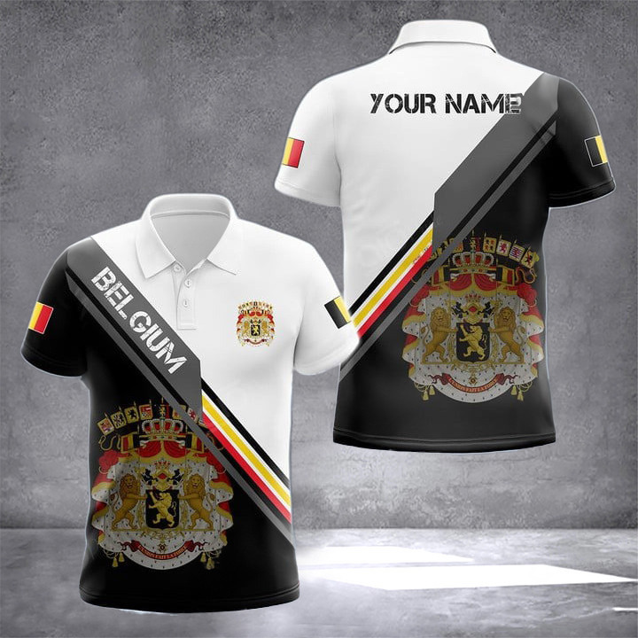 Custom Belgium Coat Of Arms Polo Shirt Patriotic Belgium Outfits Gifts For Belgian