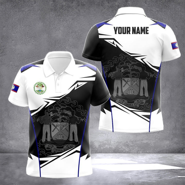 Custom Belize Coat Of Arms Polo Shirt Men Belizean Clothing Gifts For Belizean