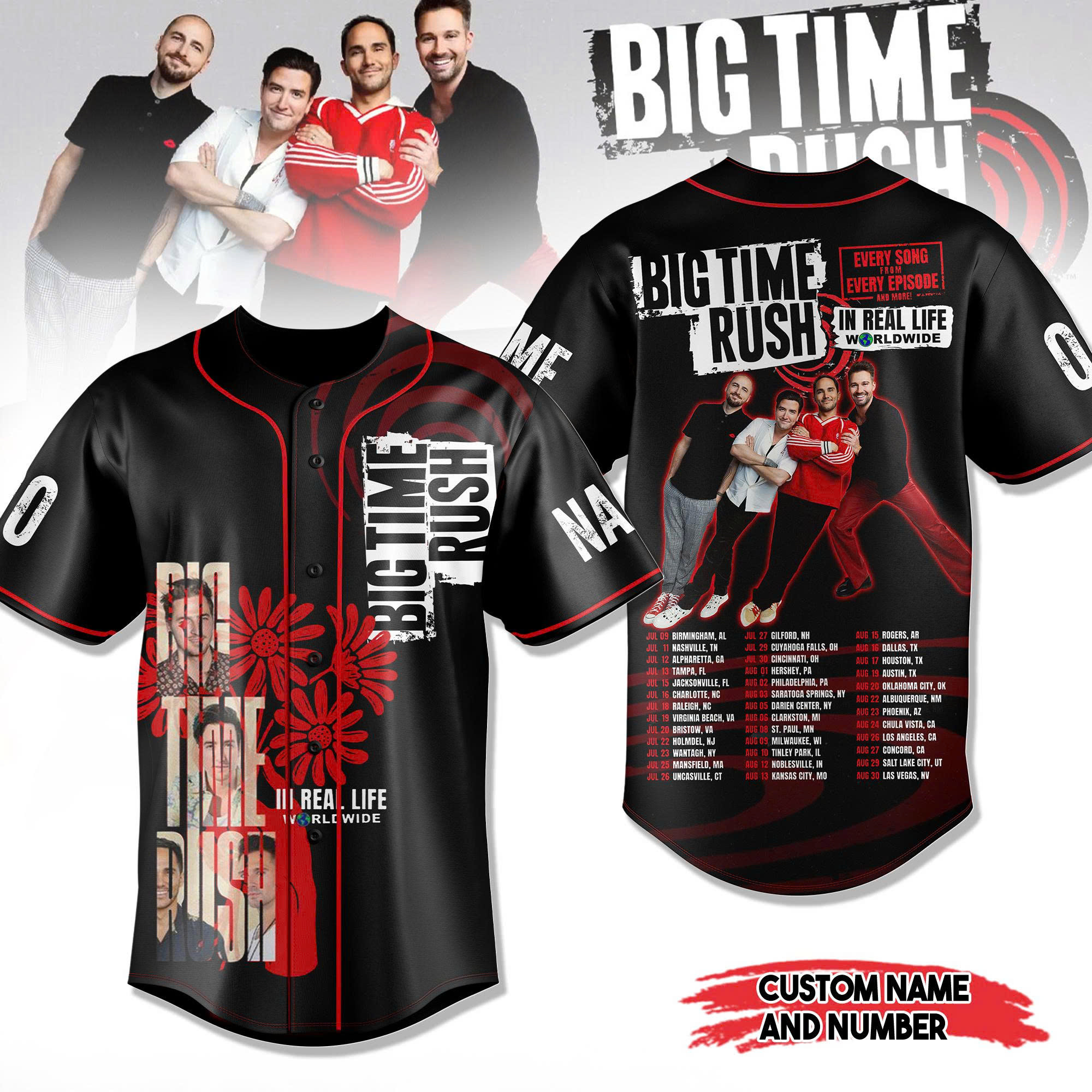 Custom Big Time Rush In Real Life Worldwide Tour Limited Edition Baseball Jersey Fans Gifts