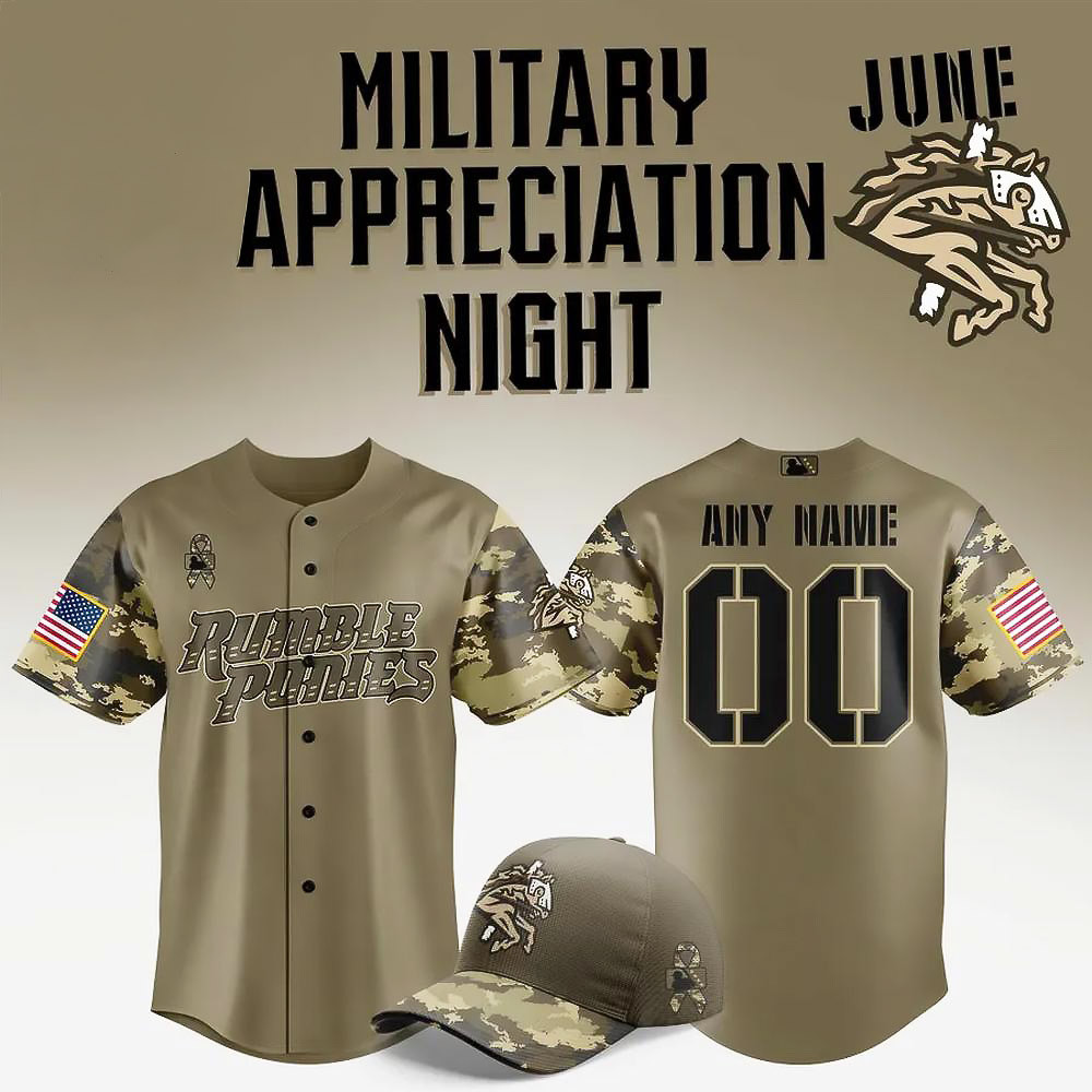 Custom Binghamton Rumble Ponies Military Appreciation Night Limited Edition Baseball Jersey