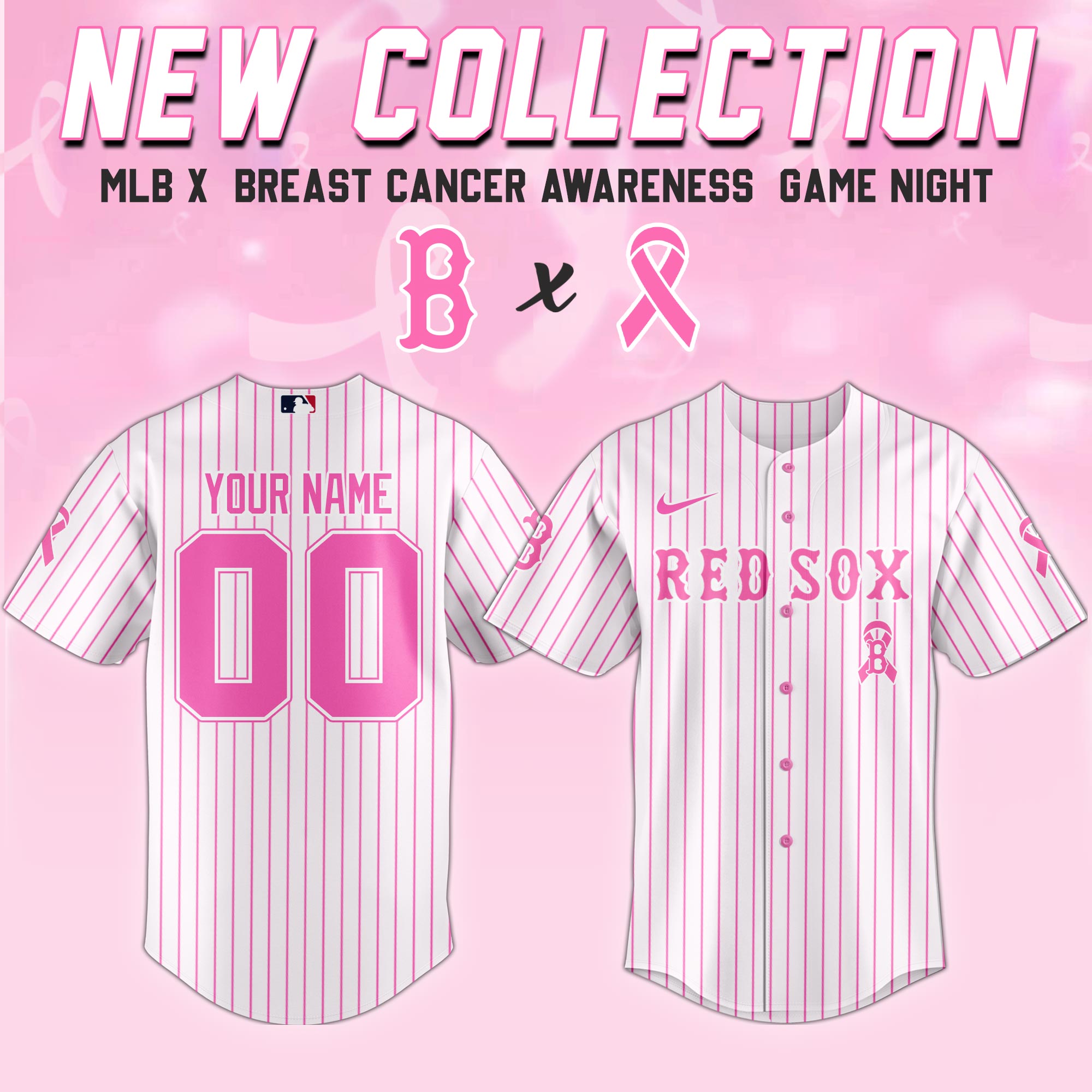 Custom Boston Red Sox x Breast Cancer Awareness Game Night Jersey Gifts For Baseball Fans