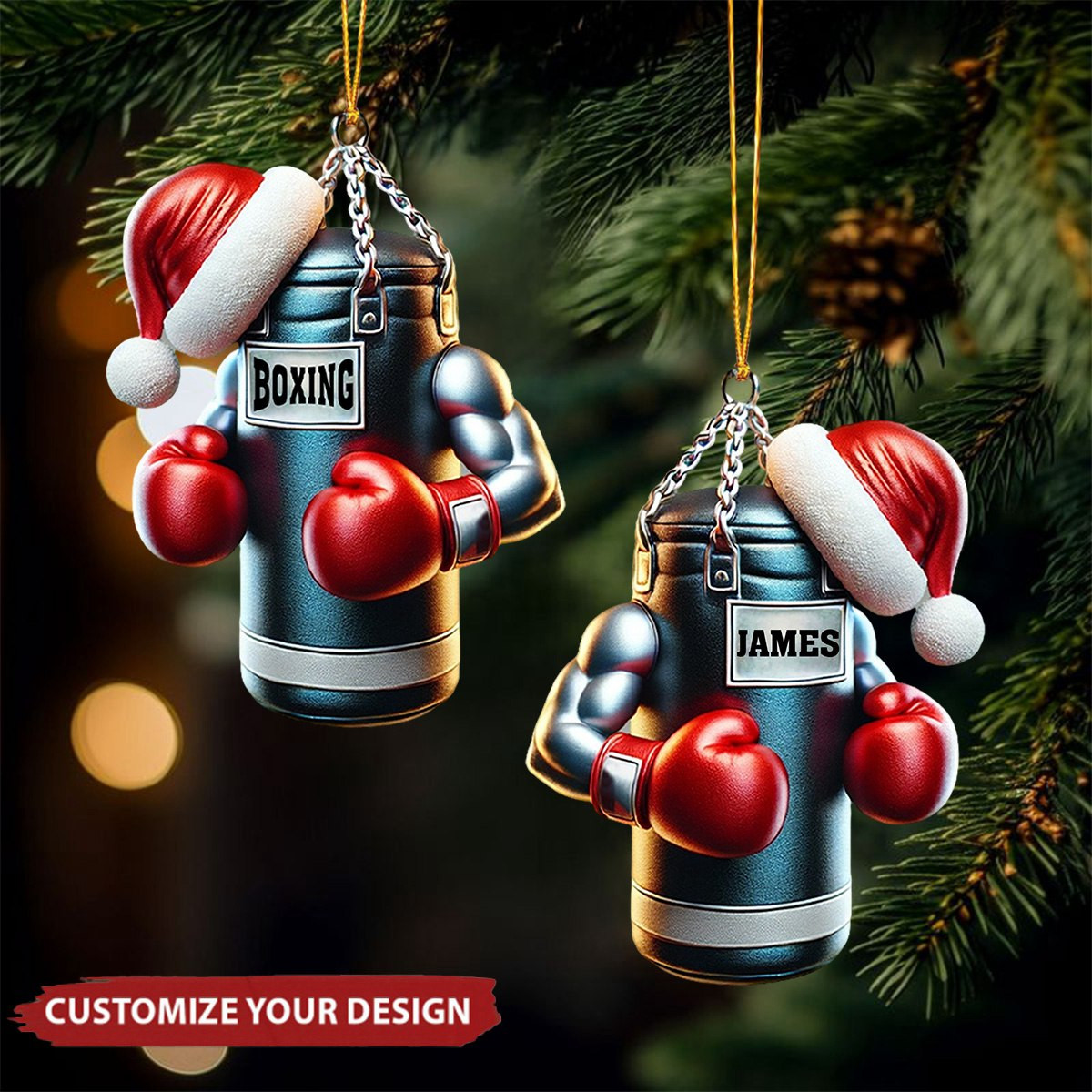 Custom Boxing Christmas Ornament Personalized Name Boxing Lover Ornament