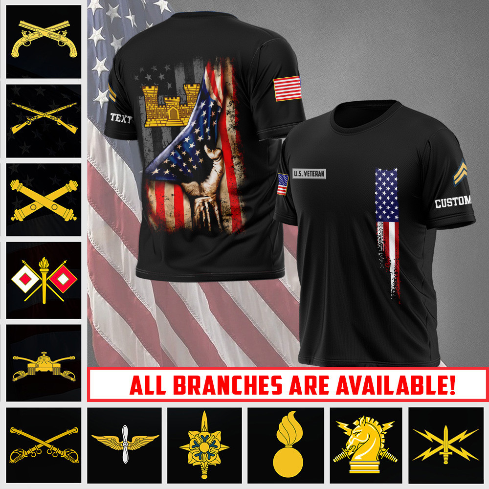 Custom Branches US Veteran Combat Engineer Shirt US Army T-Shirt Veterans Gift Ideas