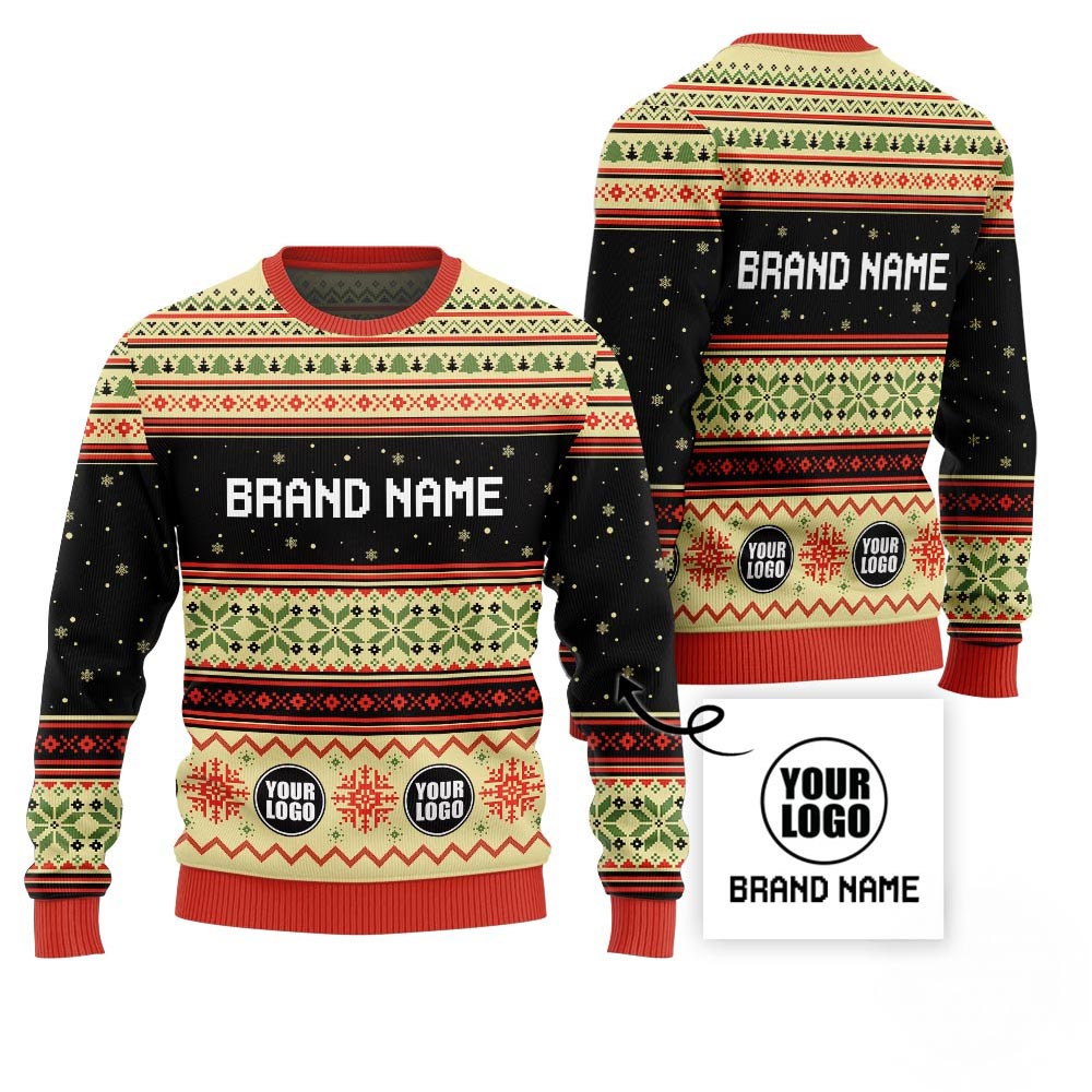 Custom Brand Name Middle Sweater For Company Christmas Vacation Sweater