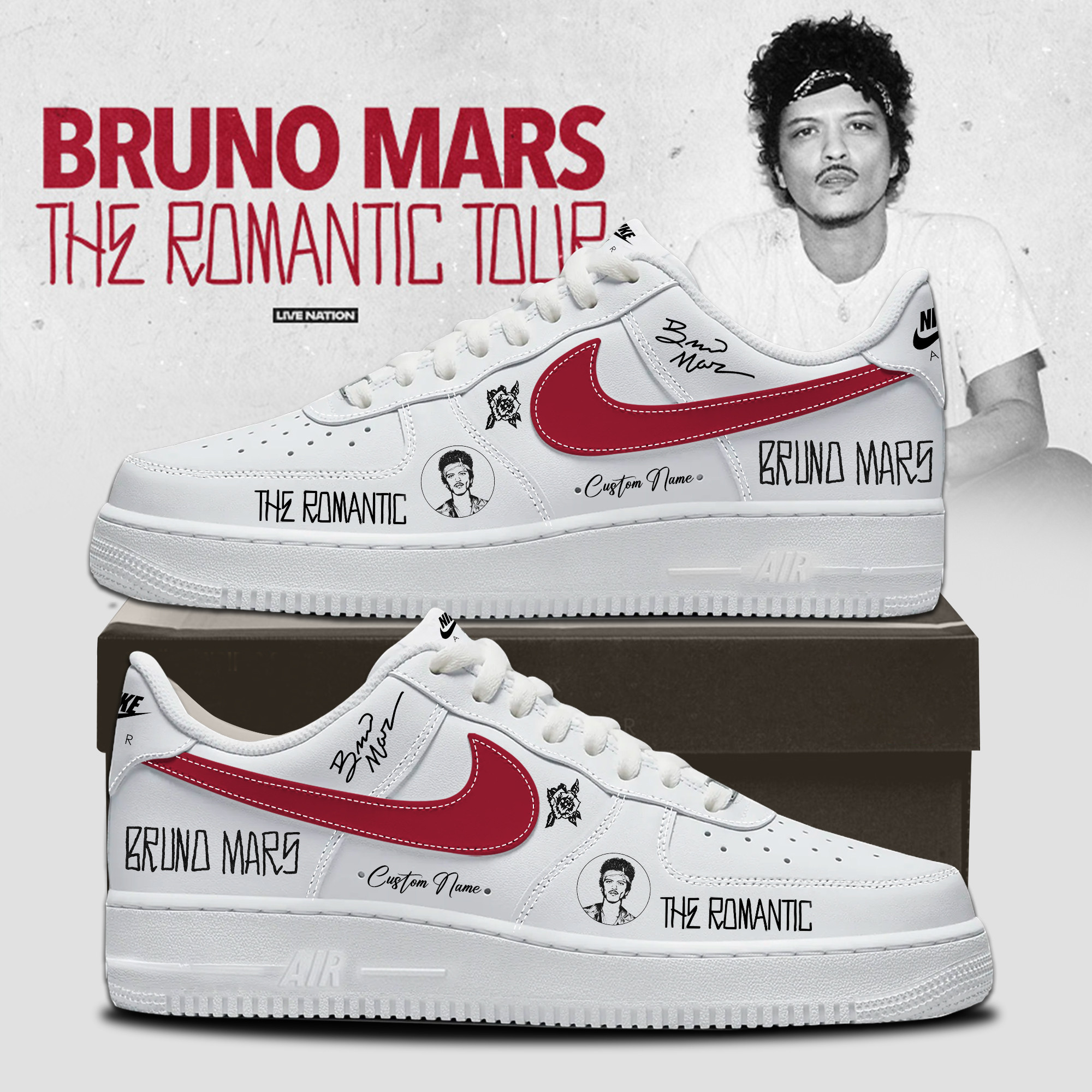 Custom Bruno Mars Hello Kitty Japan Shoes Romantic Tour Event Gear Merch Gift For Daughter