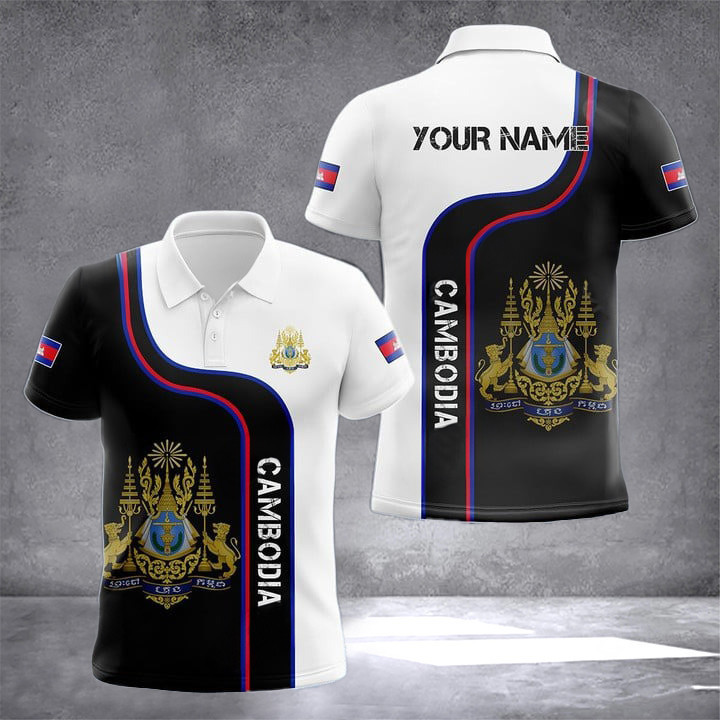 Custom Cambodia Coat Of Arms Polo Shirt Cambodian Clothing Online Gifts For Cambodian