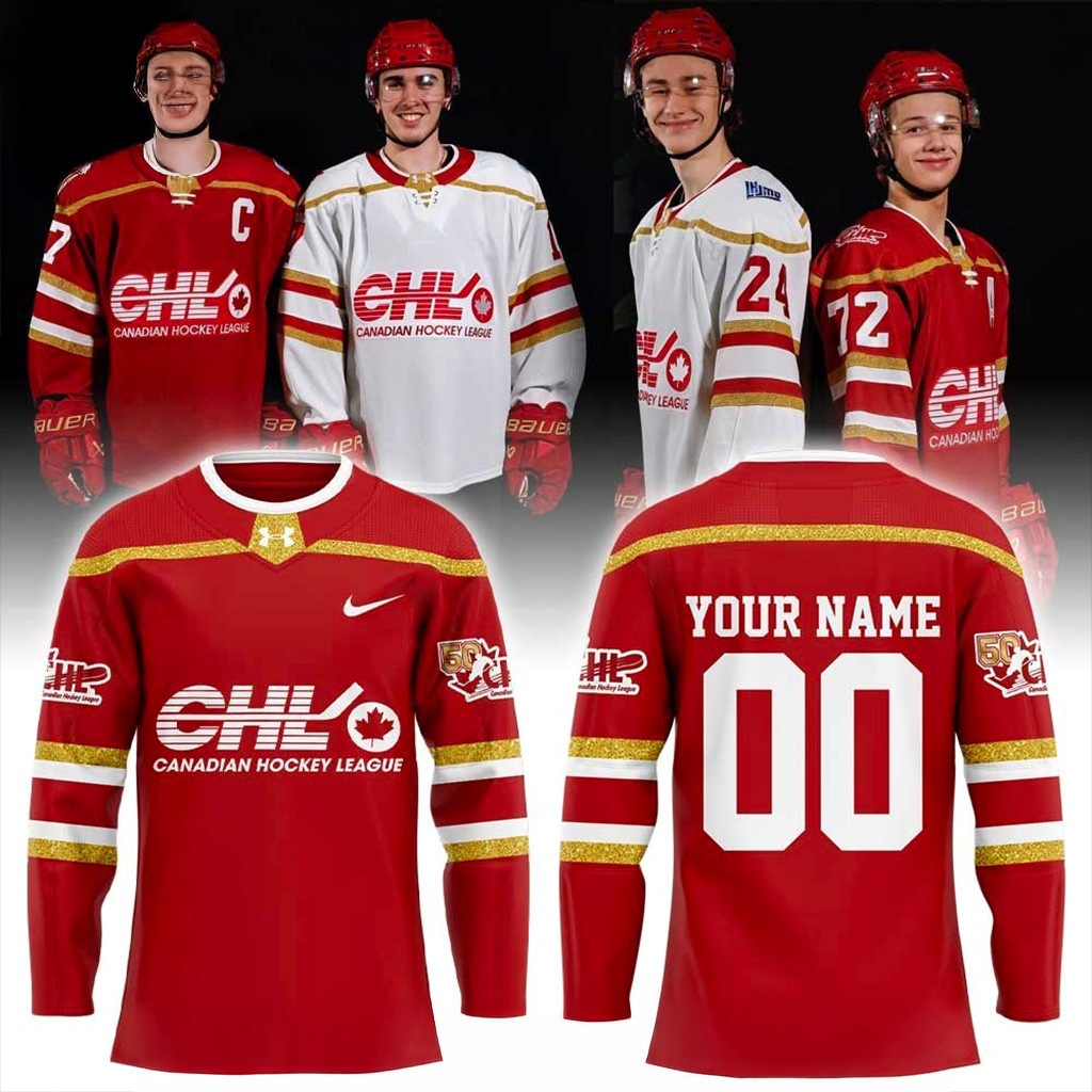 Custom Canadian Hockey League 50th Celebration Red Hockey Jersey CHL Merch Ice Hockey Fan Gifts