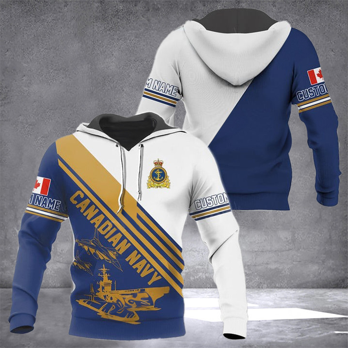 Custom Canadian Navy Veteran War Plane Hoodie Canadian Navy Apparel Men's