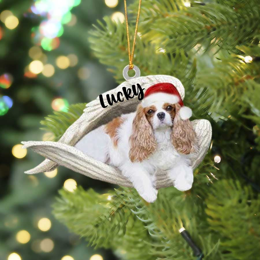 Custom Cavalier King Charles Spaniel Sleeping Angel Christmas Flat Acrylic Dog Ornament Memorial Dog Gift