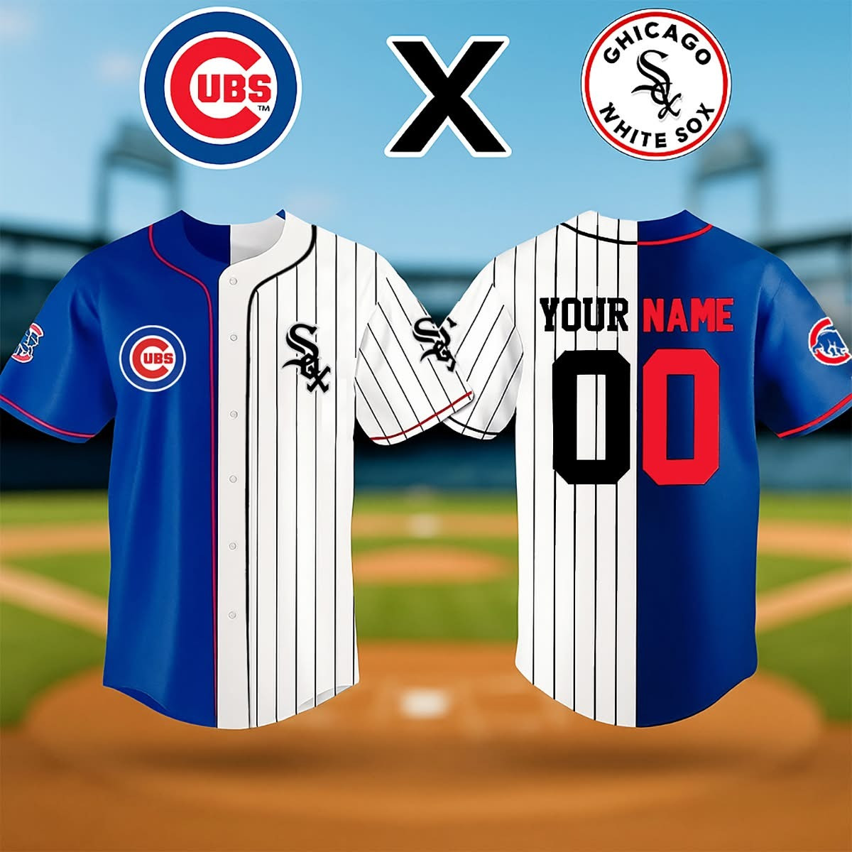 Custom Chicago Cubs And White Sox Jersey Support Chicago Baseball Teams Gifts For Fans