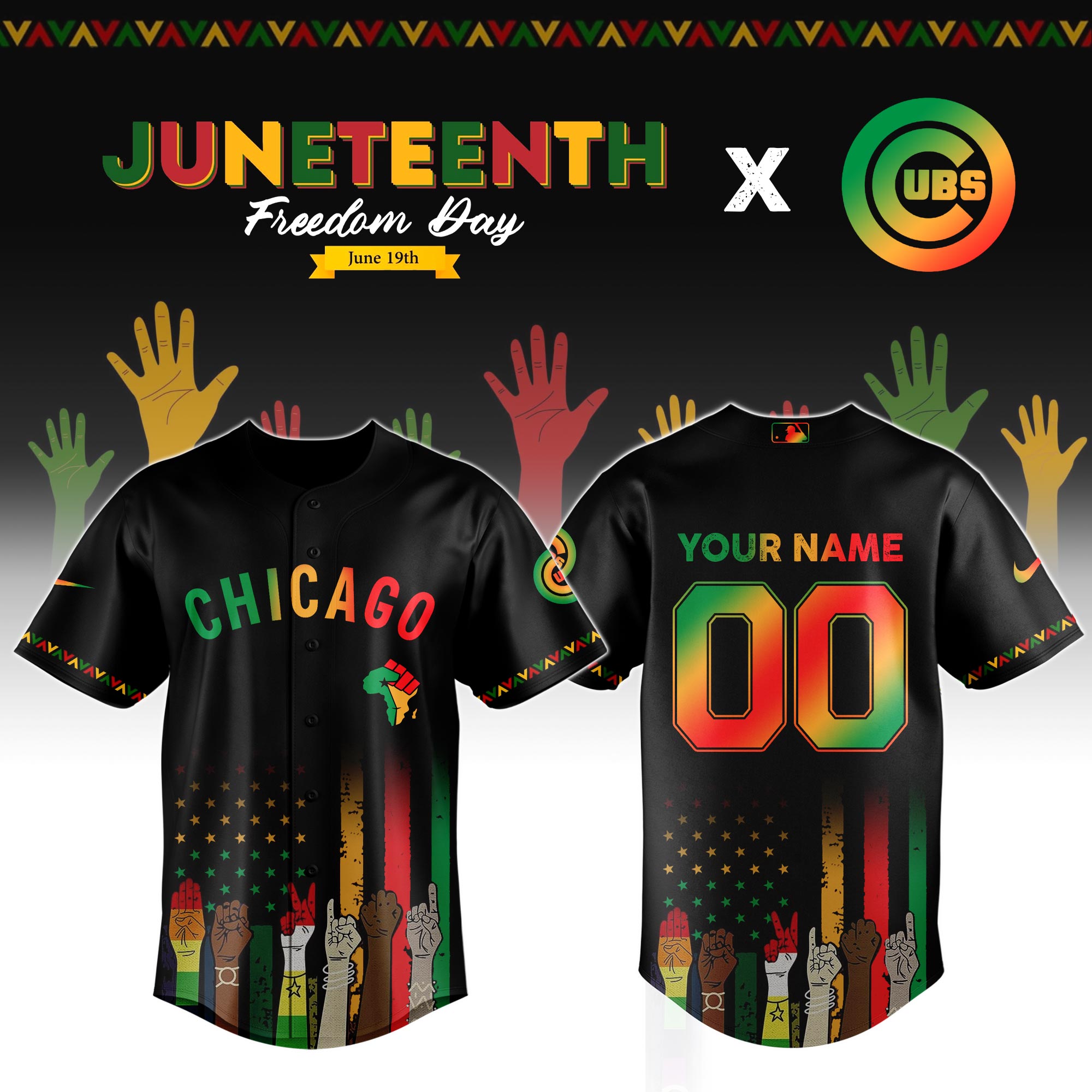 Custom Chicago Cubs x Juneteenth Jersey 2025 Baseball Fan Gifts