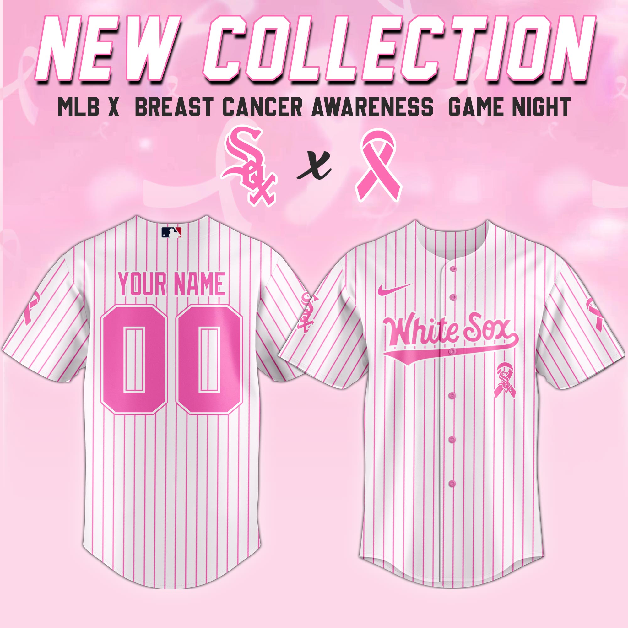 Custom Chicago White Sox x Breast Cancer Awareness Game Night Jersey Baseball Gifts Ideas
