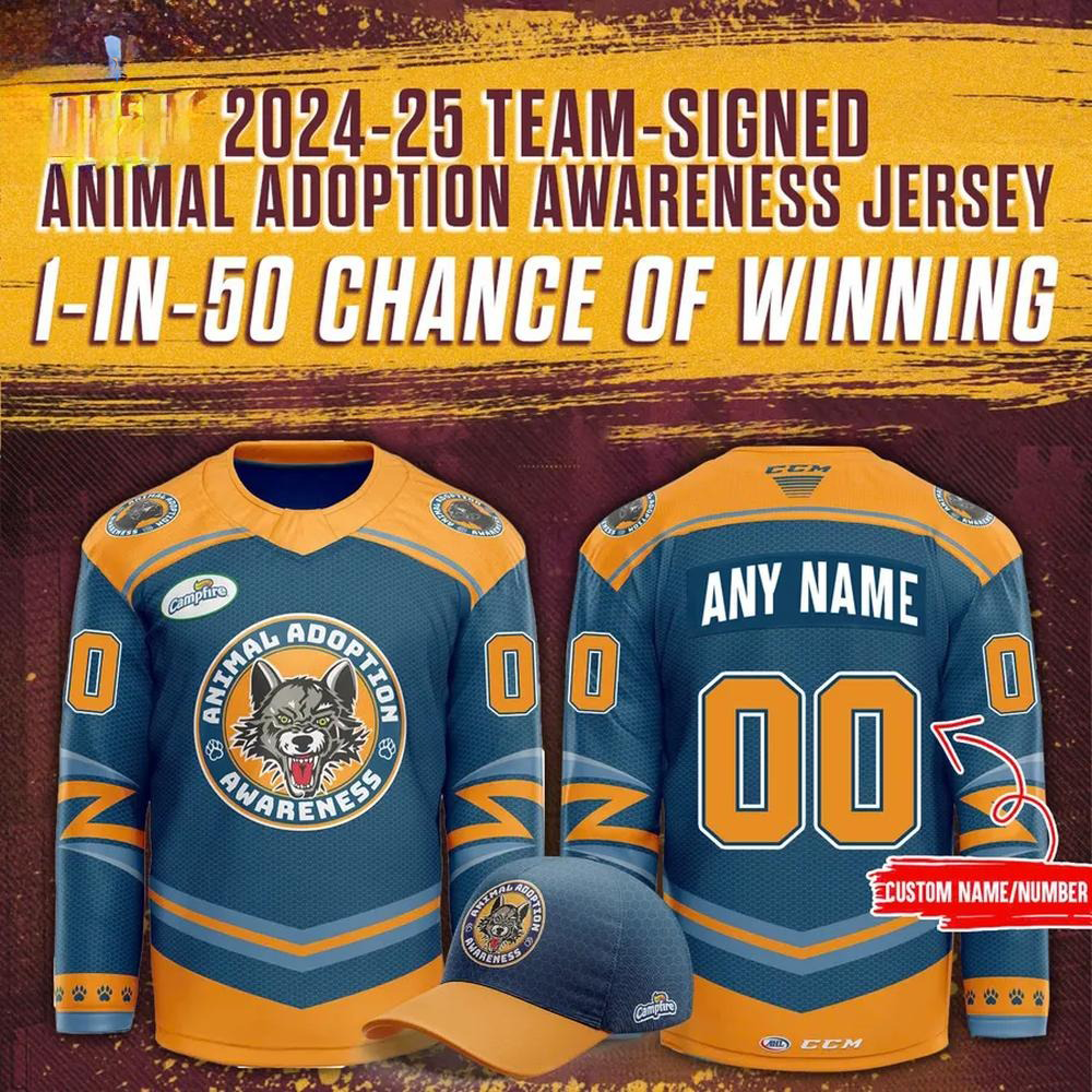 Custom Chicago Wolves Animal Adoption Awareness Hockey Jersey Gifts For Hockey Fan