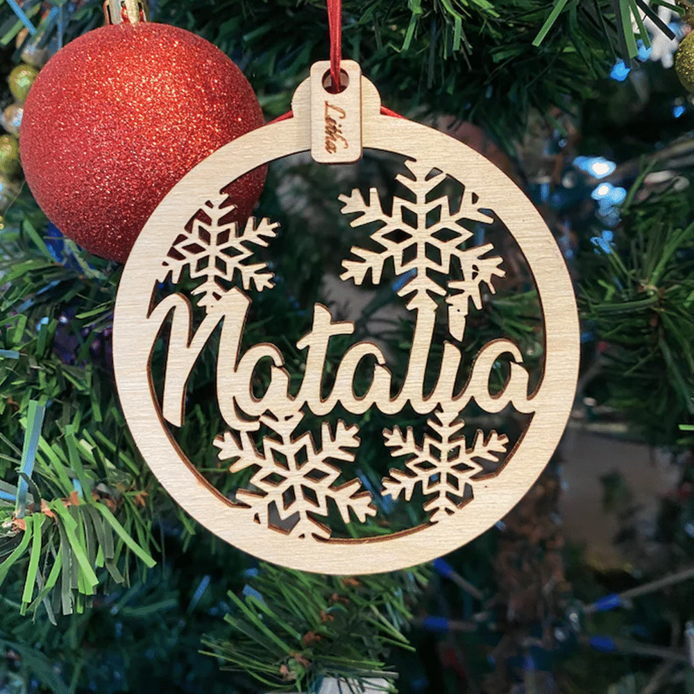 Custom Christmas Ornament With Name Baubles Snowflake Personalized Xmas Ornament Gift