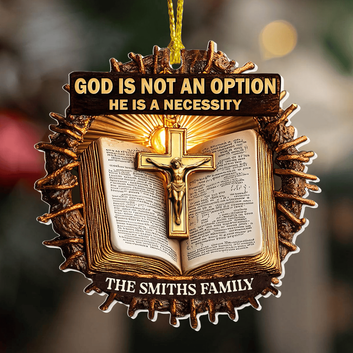 Custom Christmas Ornaments God Is Not An Option He Is A Necessity Acrylic Ornament