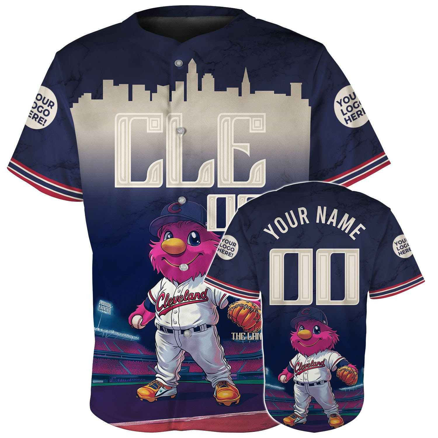 Custom Cleveland Baseball Mascot Player Baseball Jerseys Gifts For Dudes