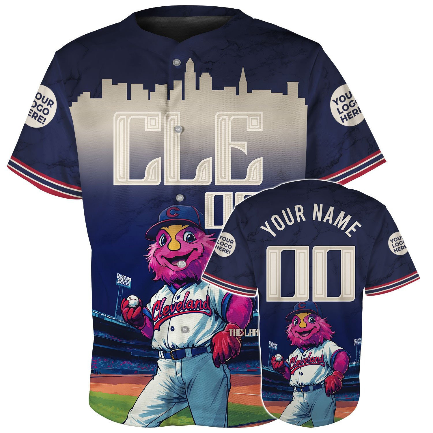 Custom Cleveland Baseball Mascot Player Baseball Jerseys Gifts For Men