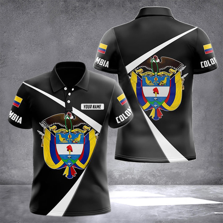 Custom Colombia Black Form Polo Shirt Columbia Men Clothing Gifts For Colombian
