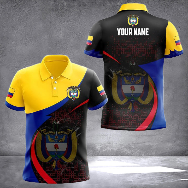 Custom Colombia Coat Of Arms Polo Shirt Columbia Men Clothing Gifts For Columbian