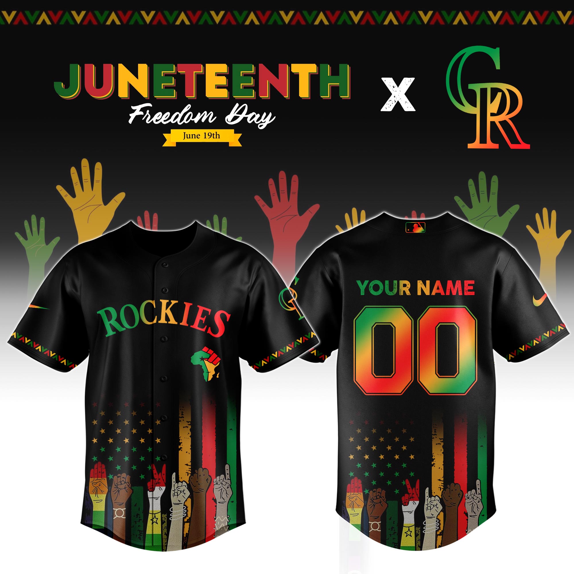 Custom Colorado Rockies x Juneteenth Jersey 2025 Present For Baseball Lover