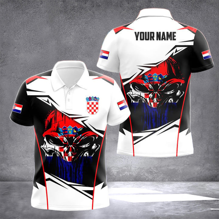 Custom Croatia Flag Skull Polo Shirt Croatia Outfits Gifts For Croatians Men